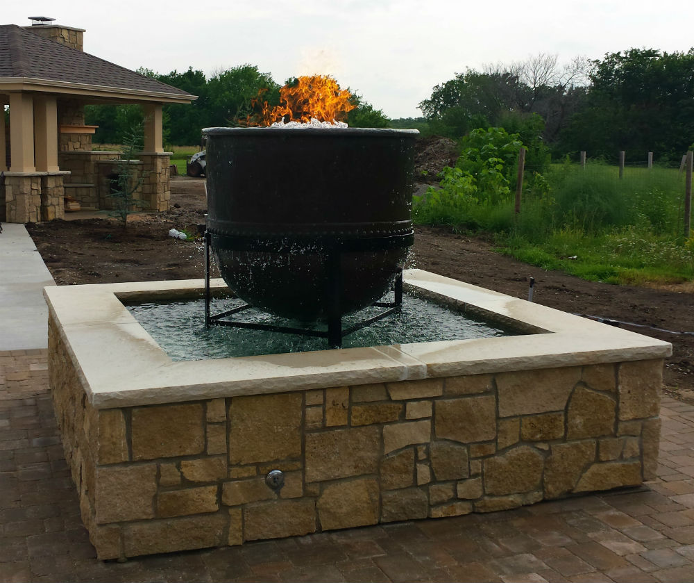 fire pit water fountain combo